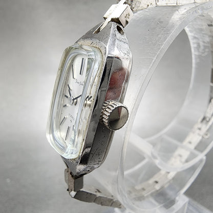 Fine Seiko Watch Women 13mm Silver Dial Gold Plated Rectangle Manual Wind Runs2