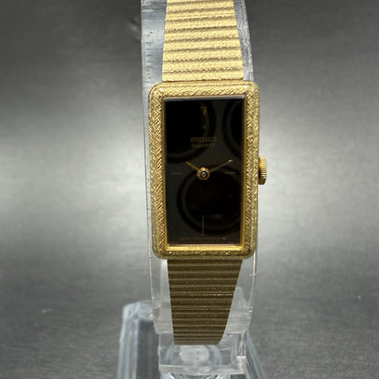 Seiko Tank Watch Women 13mm Brown Dial Gold Tone Rectangle 1320-5299 New Battery0