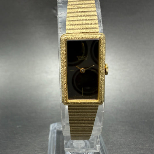 Seiko Tank Watch Women 13mm Brown Dial Gold Tone Rectangle 1320-5299 New Battery0