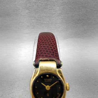 Citizen CQ Watch Women 17mm Black Dial Gold Tone Round 3220S10034 New Battery4