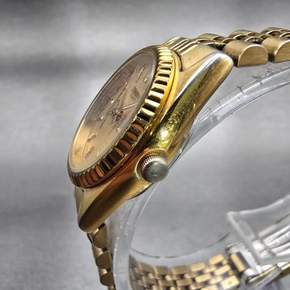 Seiko Watch Women 24mm Gold Dial Gold Tone Daydate Round 7N83-0041 New Battery2