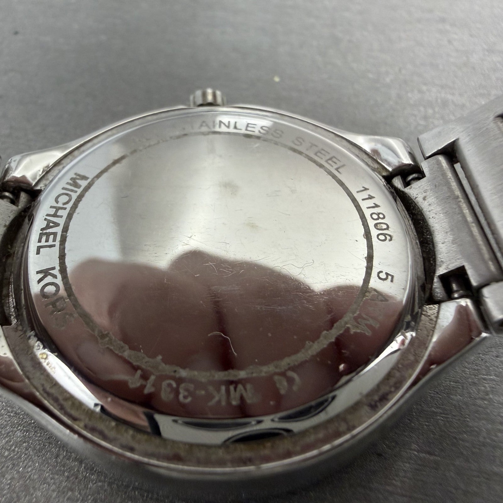 Michael Kors Kerry Watch Women 37mm MOP Dial Silver Tone Crystal Accent New Batt9