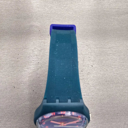 Swatch PATTERN FORMATION Watch Men 34mm Blue Dial Daydate Round SO28N706 New Bat4