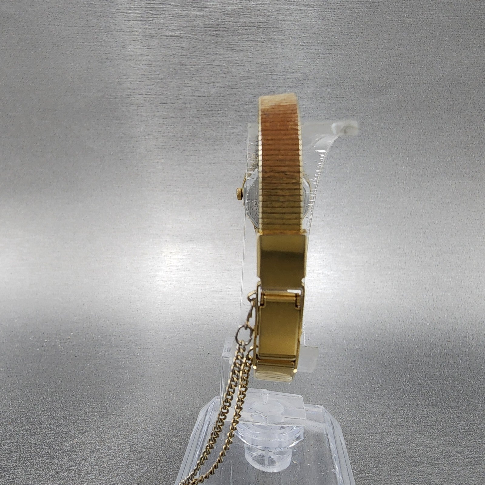 Seiko Pulsar Watch Women 16mm Champagne Dial Gold Tone Rectangle New Battery7