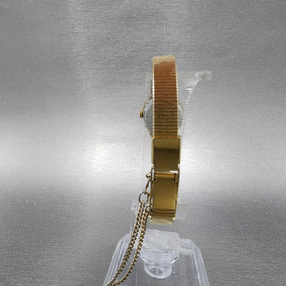 Seiko Pulsar Watch Women 16mm Champagne Dial Gold Tone Rectangle New Battery7