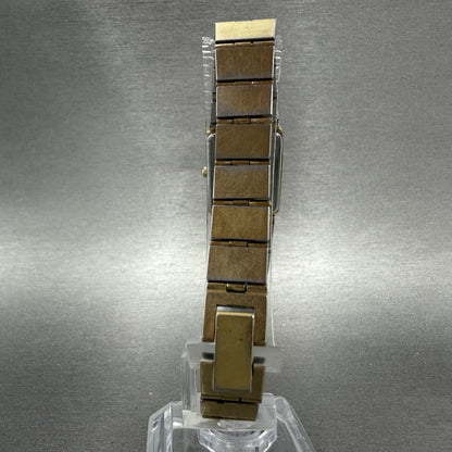 Seiko Tank Watch Women 17mm Gold Dial Gold Tone Rectangle 7320-5039 New Battery7