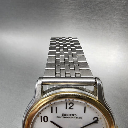 Seiko Watch Men 34mm White Dial Two Tone Daydate Round 5h23-7090 New Battery