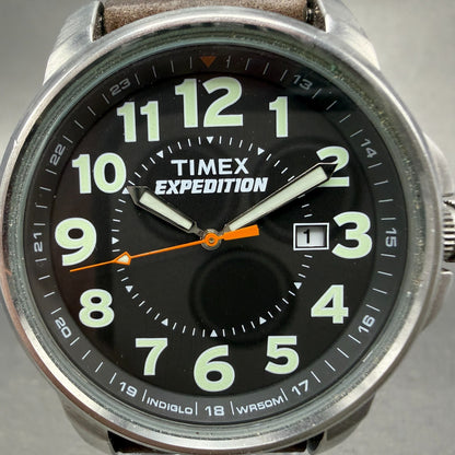 Timex Expedition Watch Men 40mm Black Dial Silver Tone Date Round New Battery1