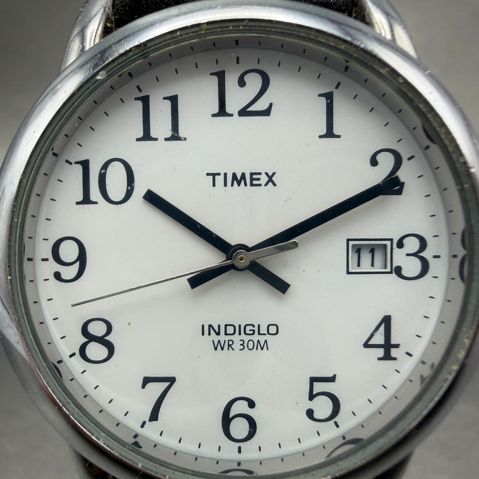 Timex Easy Reader Watch Men 35mm White Dial Silver Tone Round New Battery ABC1
