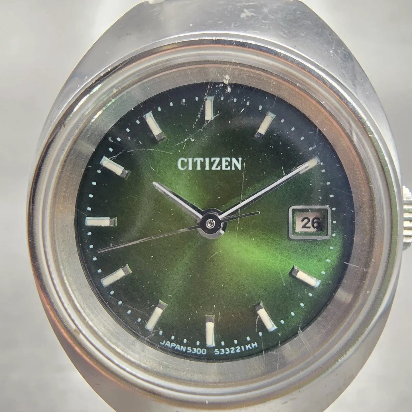 Citizen Watch Women 24mm Green Dial Silver Tone Date 4-530934 Manual Wind VTG1