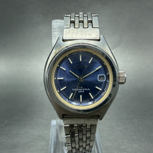 Citizen Cosmo Star Watch Women 25mm Blue Dial Silver Tone date 4-610695 PARTS0