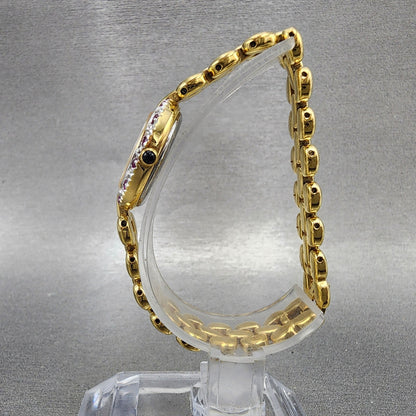 Valentino Moradei Aurora Watch Women 20mm Silver Dial Gold Tone Ruby Bezel Runs6
