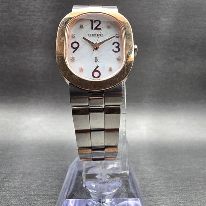 Seiko Lukia Tank Watch Women 21mm MOP Dial Two Tone Oval 1F21-0AZ0 New Battery5