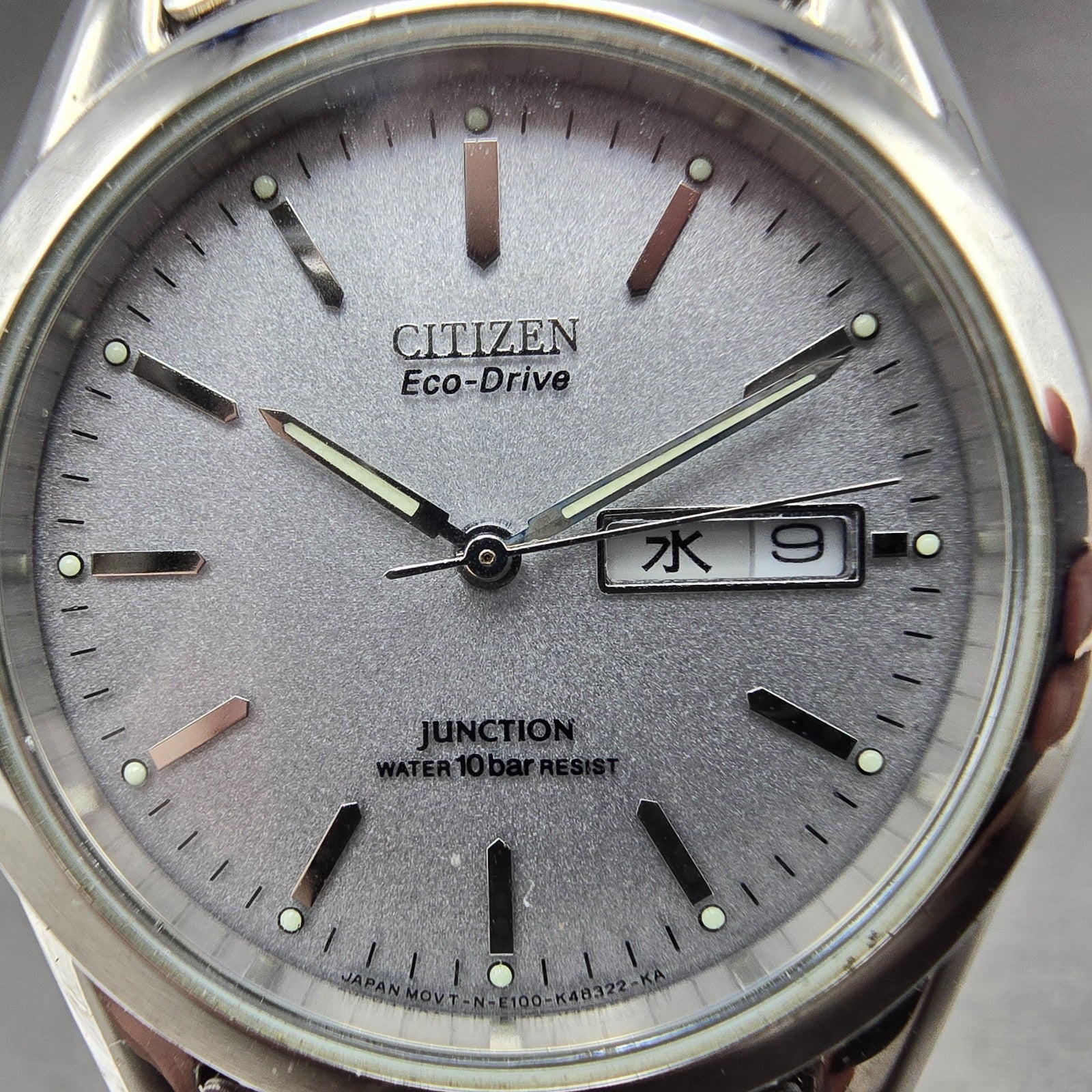 Citizen Eco-Drive Junction Watch Men 36mm Silver Dial Steel Daydate Round Runs1