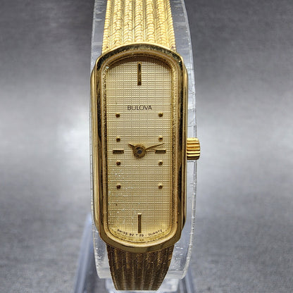Bulova Watch Women 12mm Cream Dial Gold Tone Oval 92T29 New Battery NOS4