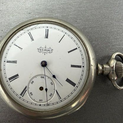 Elgin Pocket Watch 41.5mm White Dial Silver Tone Grade 94 Round Manual Wind PART2