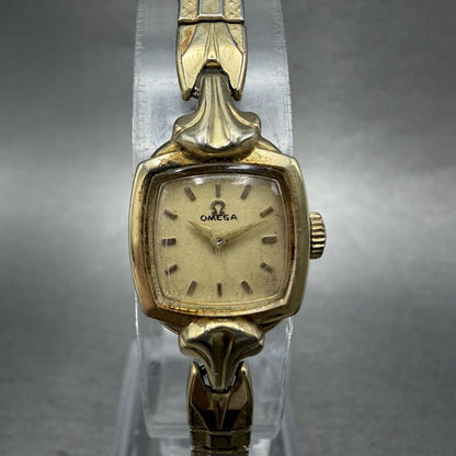 Omega Watch Women 15mm Cream Dial 14K Gold Filled Manual Wind Runs Caliber 4810