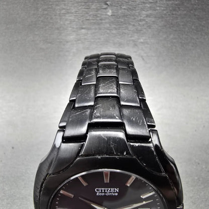 Citizen Eco-Drive Watch Men 38mm Black Dial Black Tone Date E111-S063426 Runs BK6