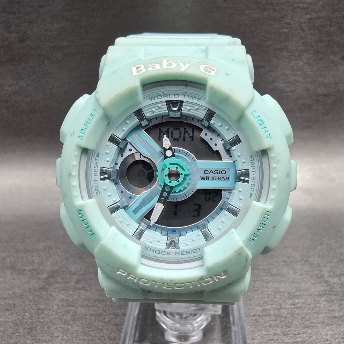 Casio Baby-G BA-110Pl Watch Women 43mm Blue Chrono Alarm Round New Battery0