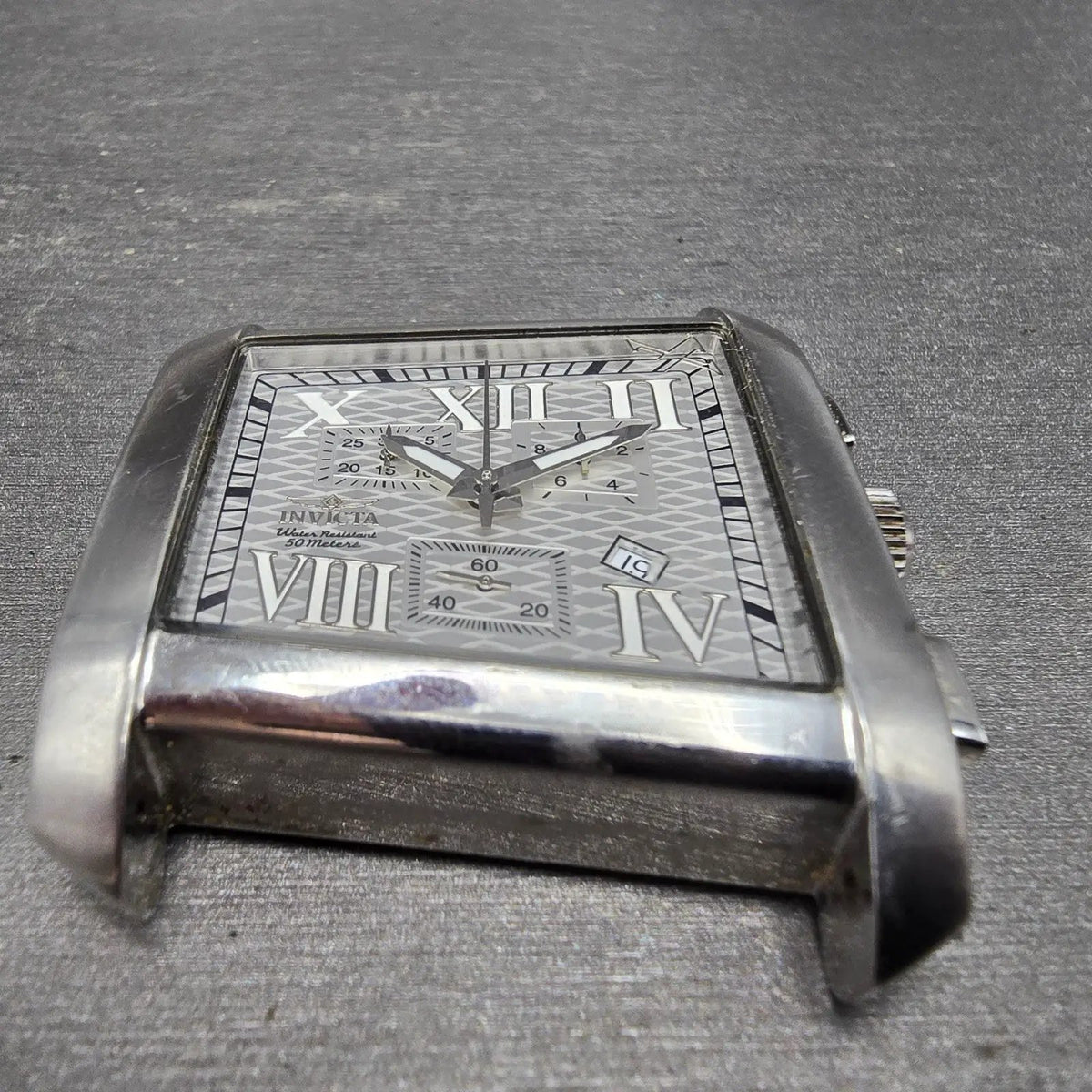 Invicta Chronograph Watch Men 41mm White Dial Steel Date 2489 Rectangle READ!!!!2