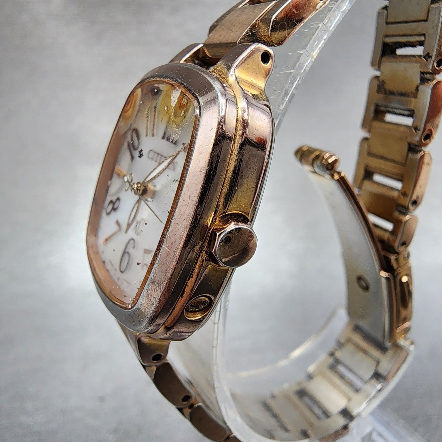 Citizen EcoDrive XC Watch Women 25mm White Dial Rose Gold Date H058 Runs2