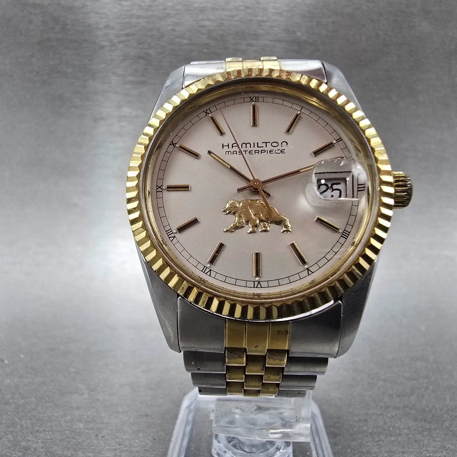 Hamilton Masterpiece President Watch Men 36mm Silver Dial Two Tone Date Round5