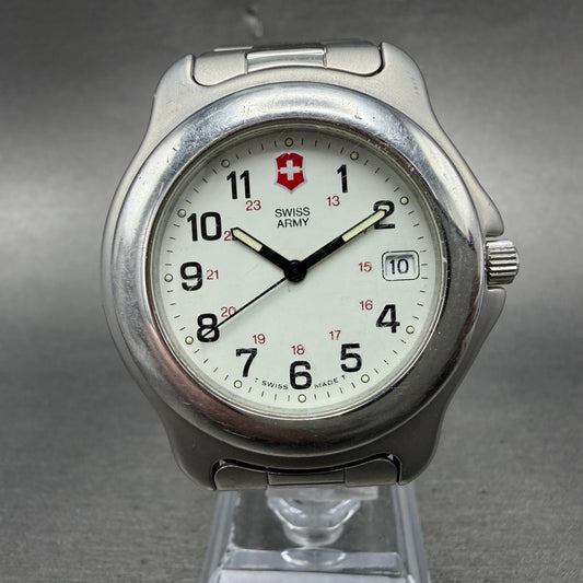 Victorinox Swiss Army Officer Watch Men 40mm White Dial Steel Date Round PARTS0