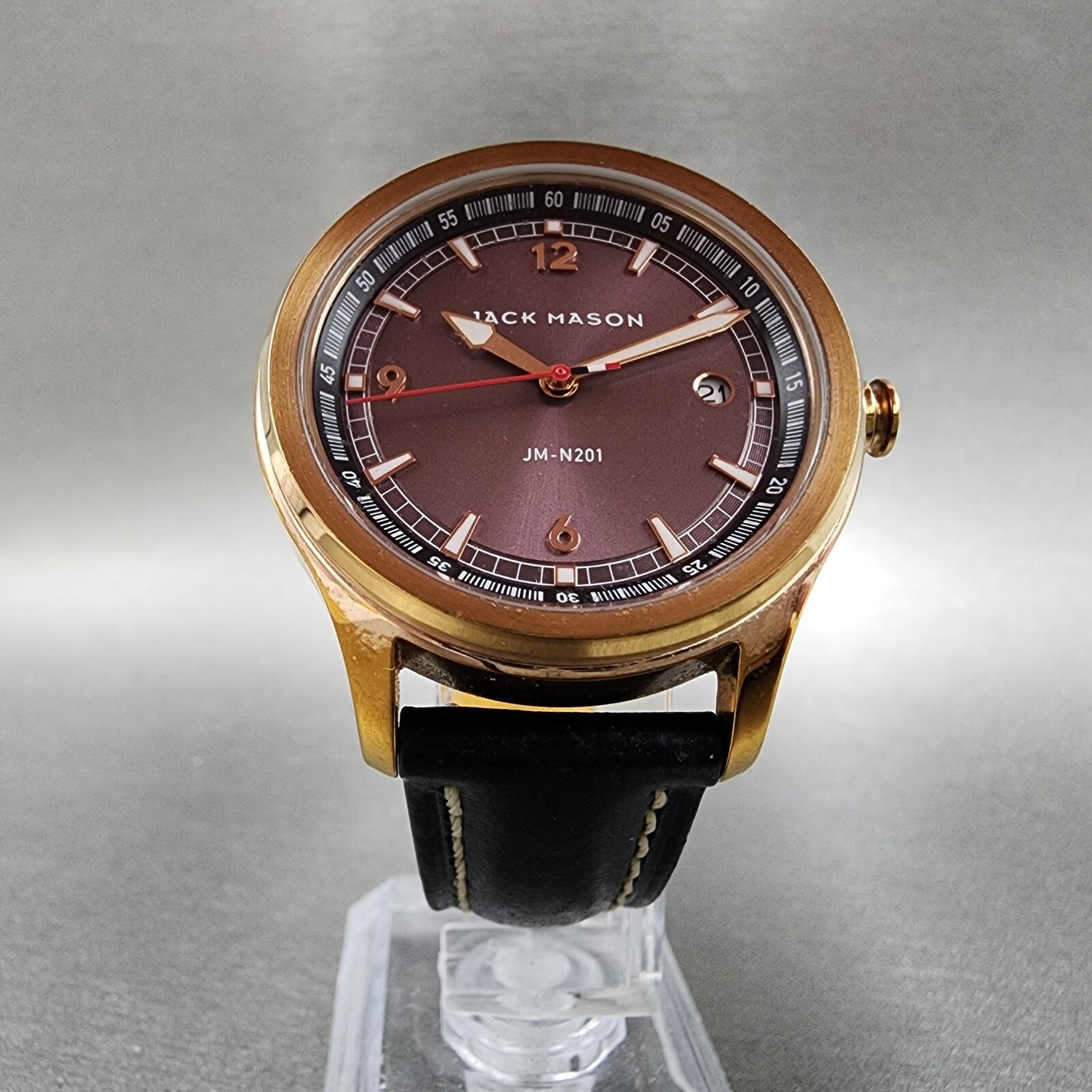 Jack Mason JMN201 Watch Women 36mm Purple Dial Rose Gold Tone Date Round NewBat5