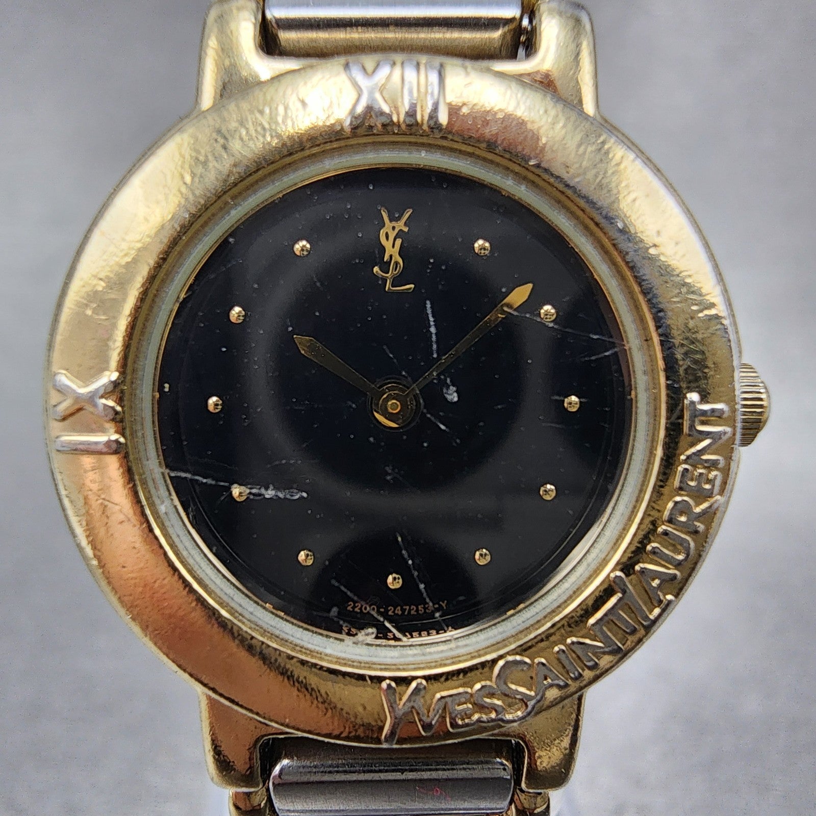 Yves Saint Laurent Watch Women 24mm Black Dial Two Tone Round 2200229789 PARTS2