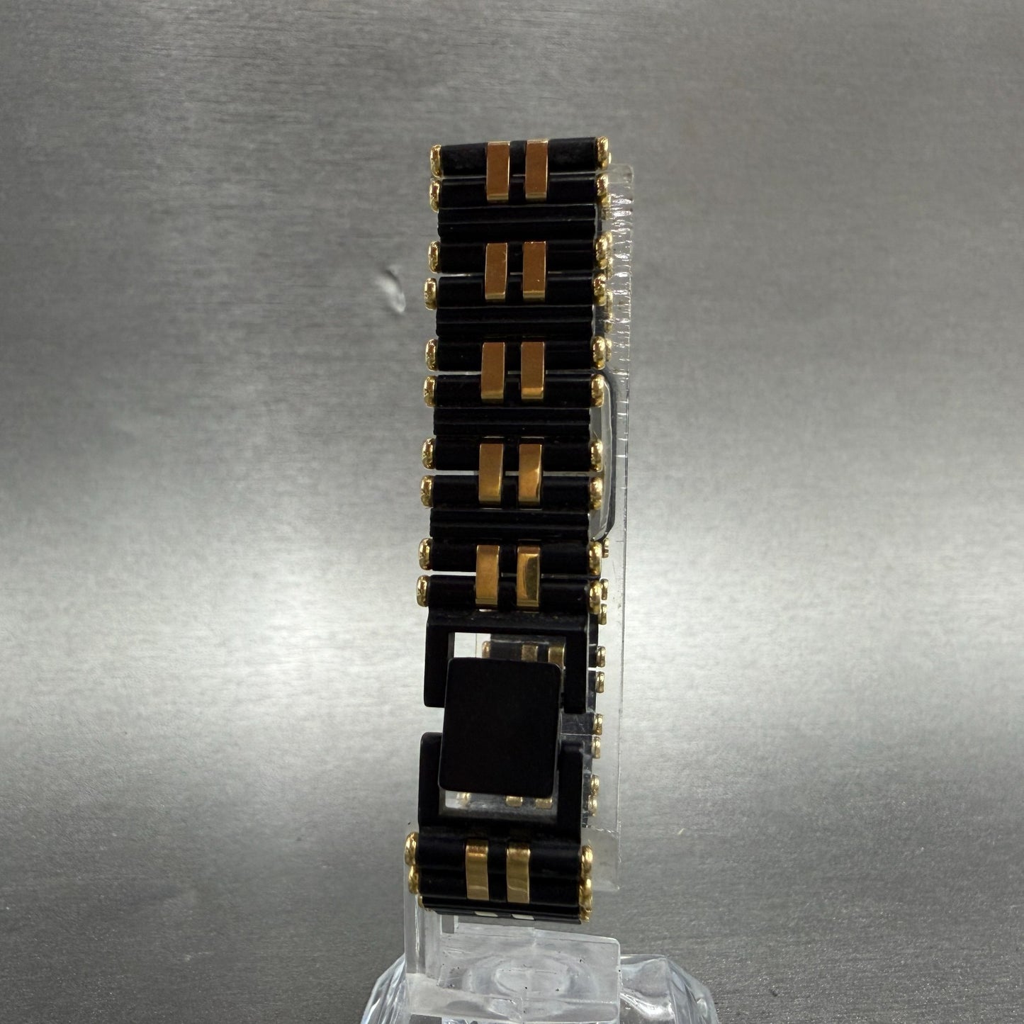 Seiko Tank Watch Women 14mm Black Dial Black & Gold Tone 2E20-5370 New Battery7