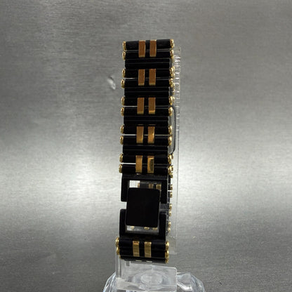 Seiko Tank Watch Women 14mm Black Dial Black & Gold Tone 2E20-5370 New Battery7