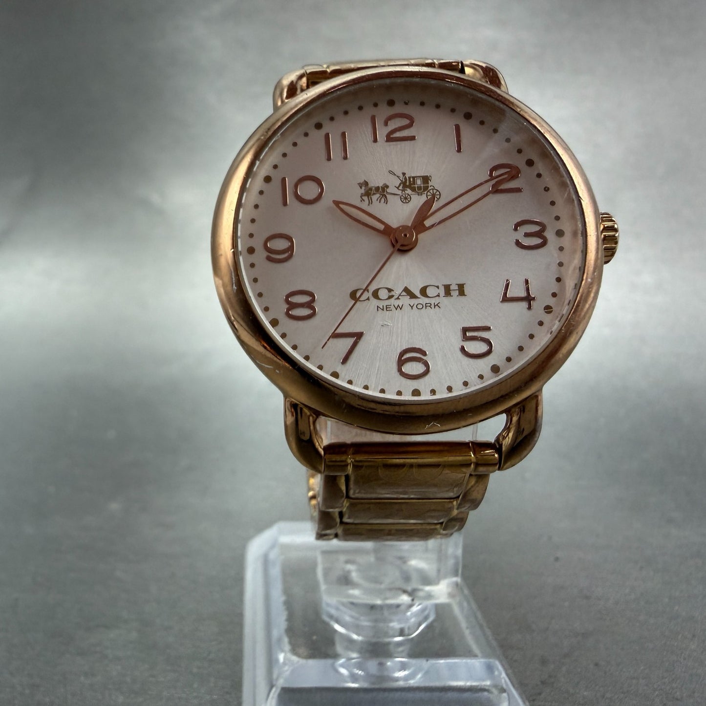 Coach Delancey Watch Women 36mm Silver Dial Rose Gold Round 14502497 New Battery5