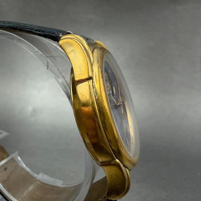Givenchy Automatic Watch Men 34mm Blue Dial Gold Tone Round Swiss READ!!!!! Runs3