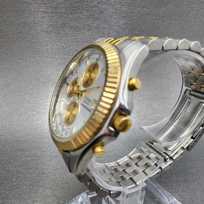 Citizen Chronograph Watch Men 38mm Silver Dial Two Tone Date 0510C50031 NewBa112