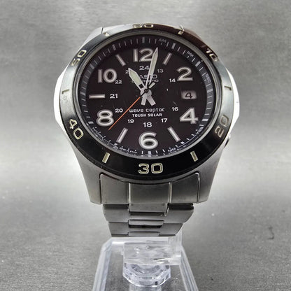 Casio Overland Watch Men 42mm Black Dial Steel Date Solar Round OVW-110 READ!!!P6