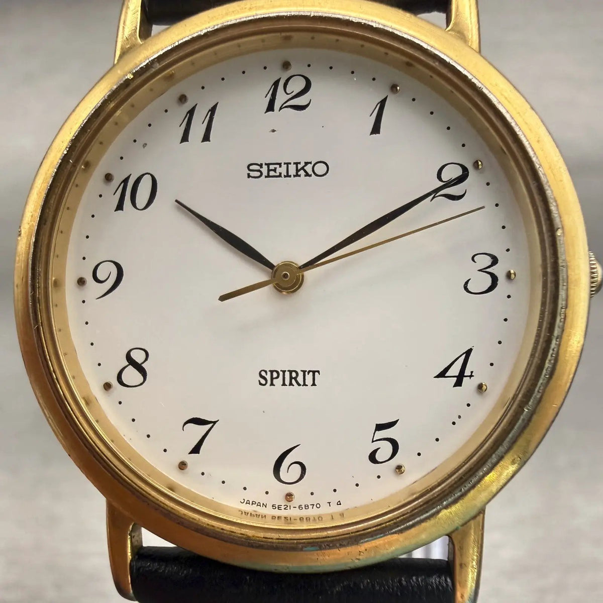 Seiko Spirit Watch Men 33mm White Dial Gold Tone Round 5E21-6C00 New Battery1