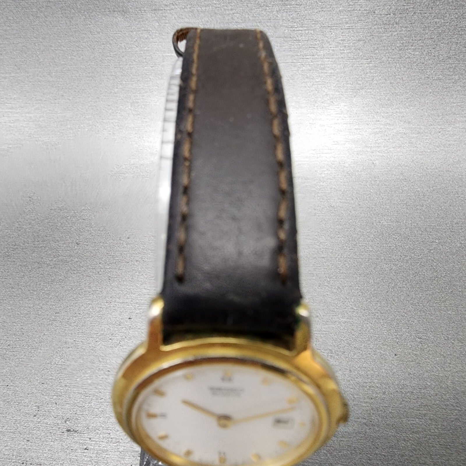 VTG Seiko Watch Women 27mm White Dial Gold Tone Date Round 7N890201 New Battery4