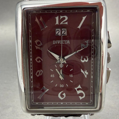 Invicta Celestial Chronograph Tank Watch Men Red Dial Steel Date Rectangle Works1