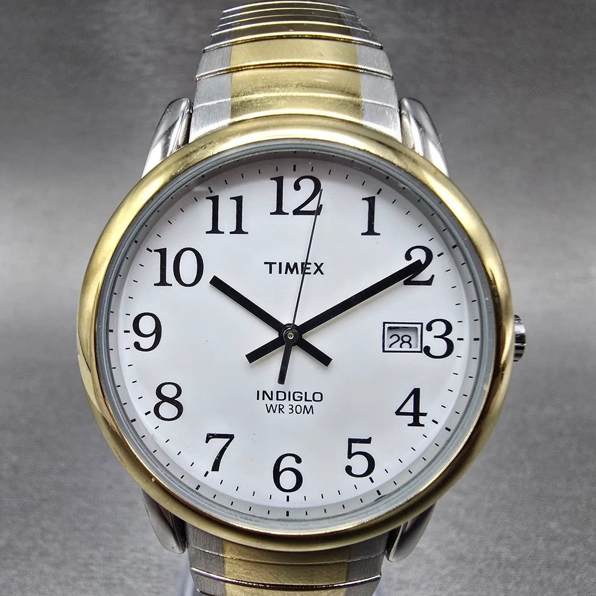Timex Easy Reader Watch Men 35mm White Dial Two Tone Round T2H311 New Battery K0