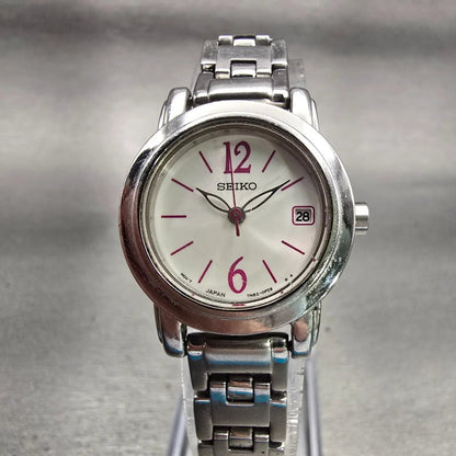 Seiko Watch Women 24mm White Dial Silver Tone Date Round 7N82-0GN0 New Battery0