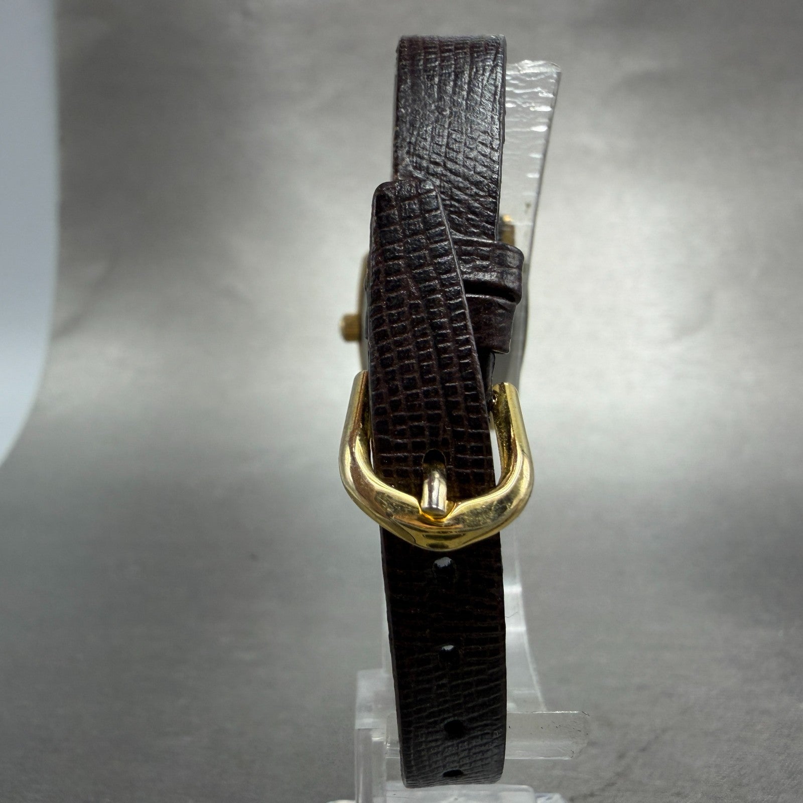 Tissot Watch Women 20mm Gold Dial Gold Tone Rectangle Leather Swiss New Battery7