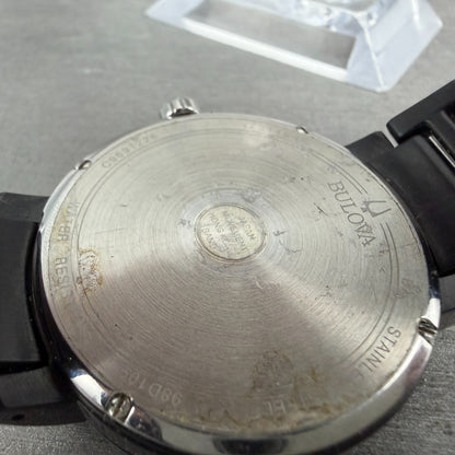 Bulova Watch Men 40mm Black Dial Black Tone Date Round 98D109 New Battery9