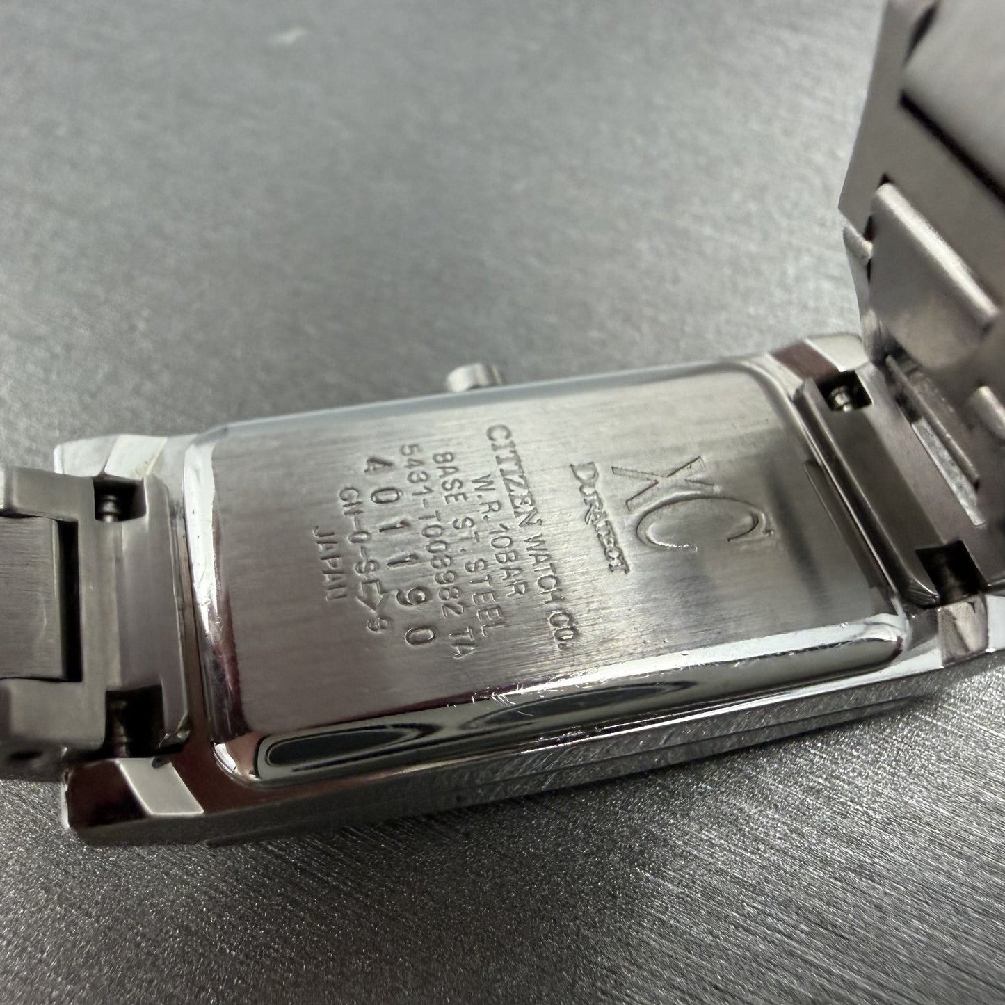 Citizen XC Tank Watch Men 16mm Gray Dial Silver Tone Rectangle 5431-T003982 Runs9