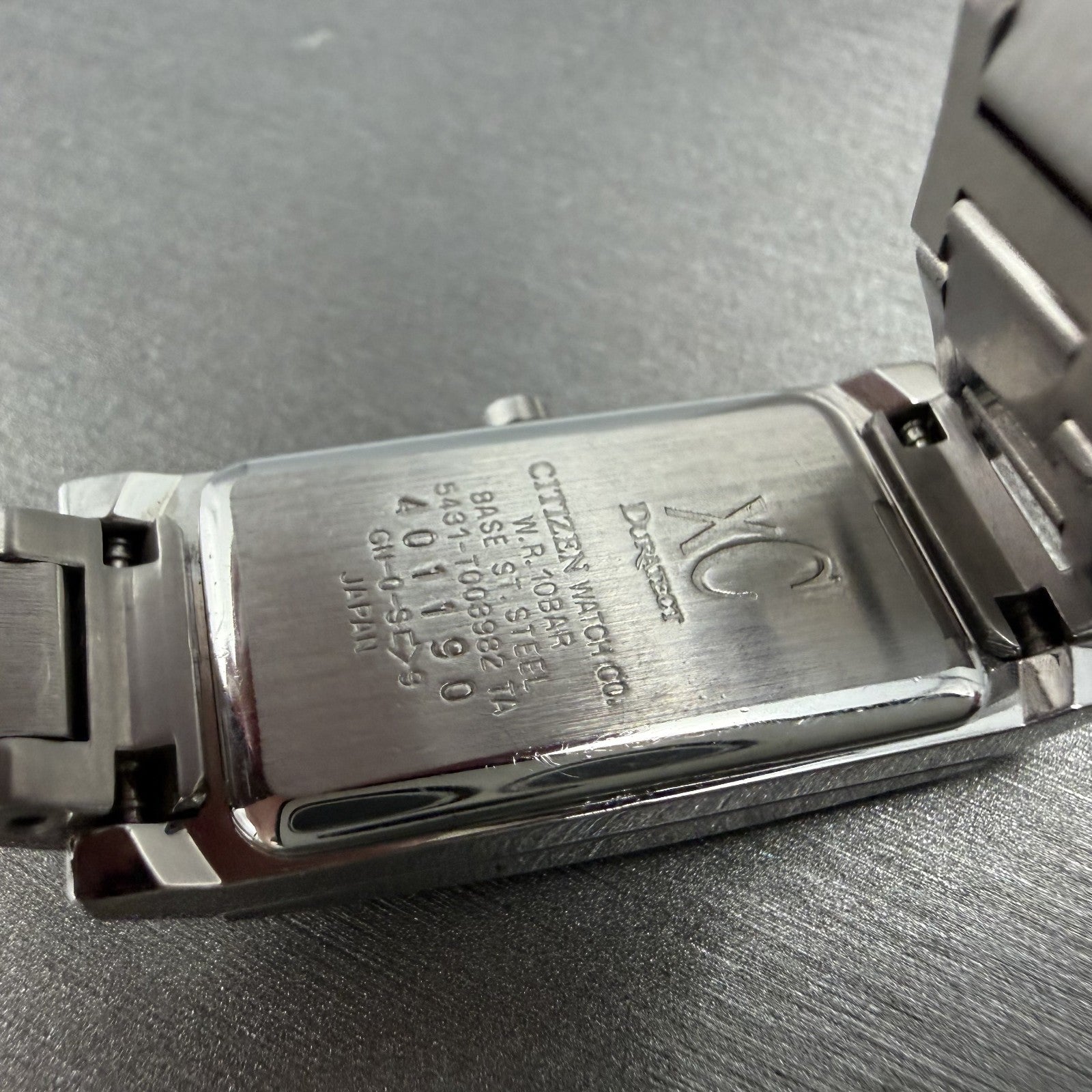 Citizen XC Tank Watch Men 16mm Gray Dial Silver Tone Rectangle 5431-T003982 Runs9