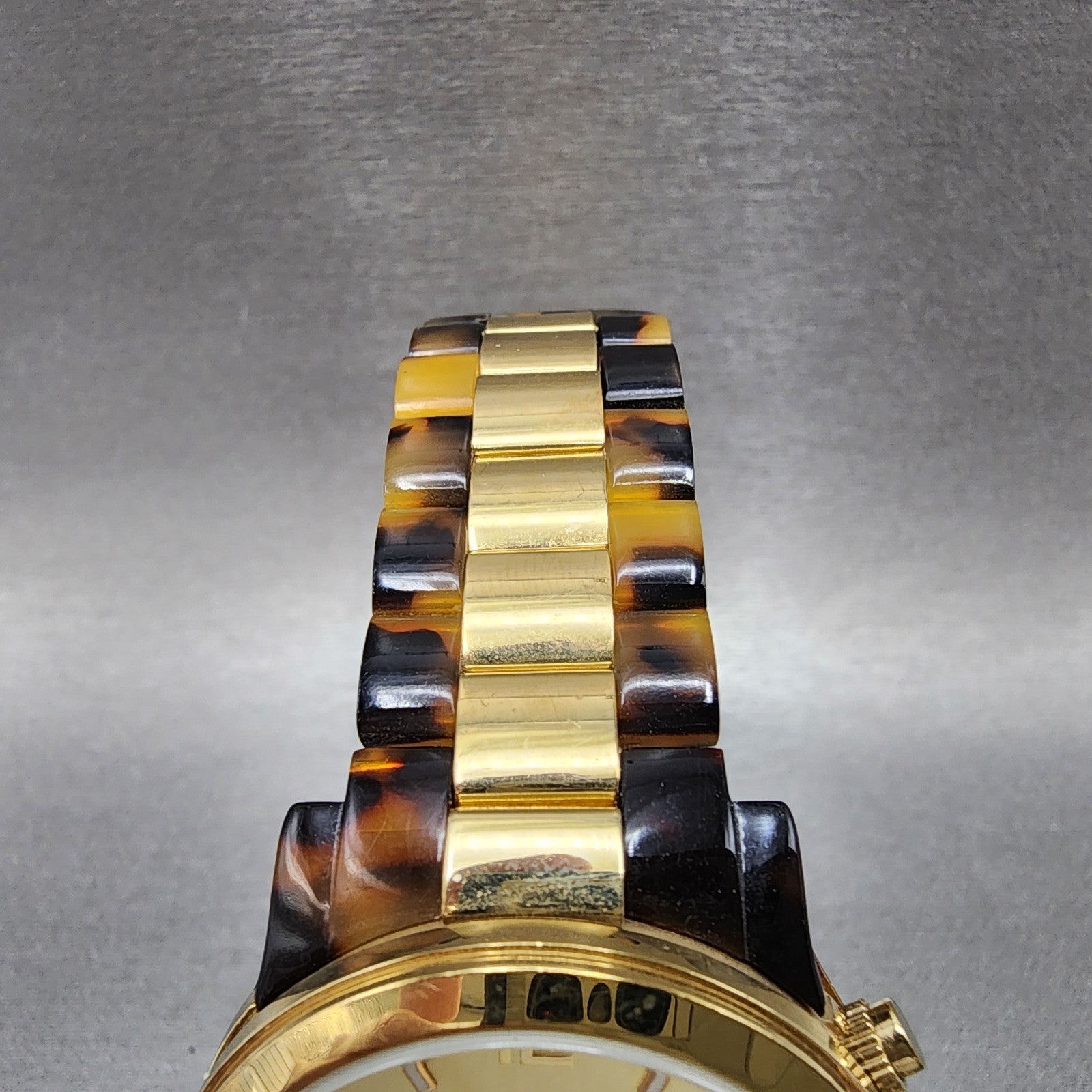 Michael Kors Watch Women 38mm Gold Dial Gold Tone Torties Daydate New Battery4