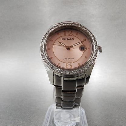 Citizen EcoDrive Watch Women 30mm Pink Dial Steel Date Round J710S097606 Runs5