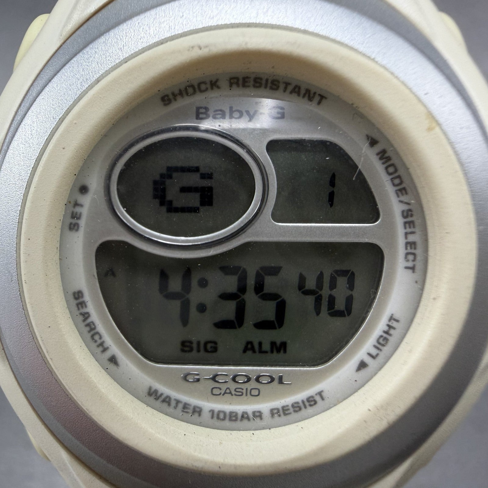Casio Baby-G BGC-100 Watch Women 38mm Digital White Tone Round New Battery ABC1