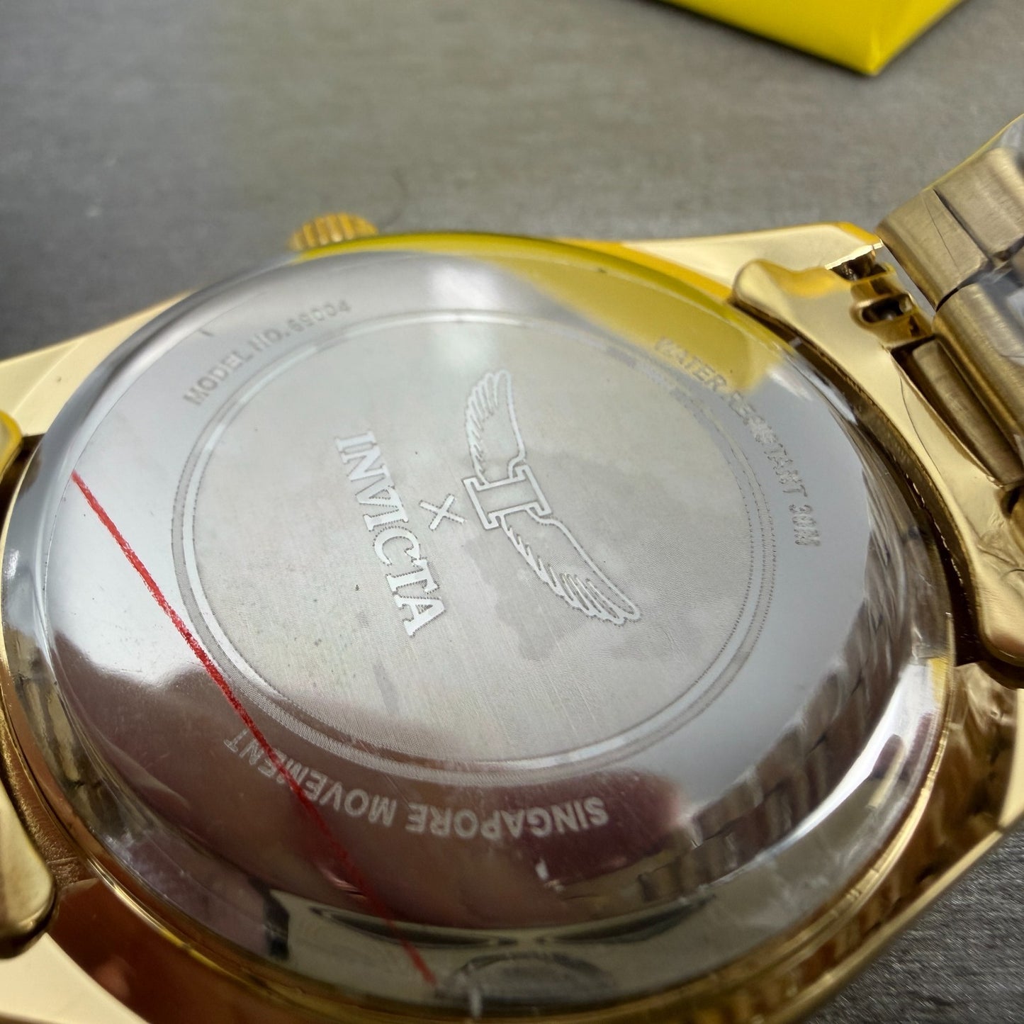 Invicta Specialty Watch Men 41mm Gold Dial Gold Tone Round Fluted Bezel 690046