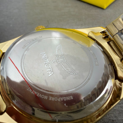 Invicta Specialty Watch Men 41mm Gold Dial Gold Tone Round Fluted Bezel 690046