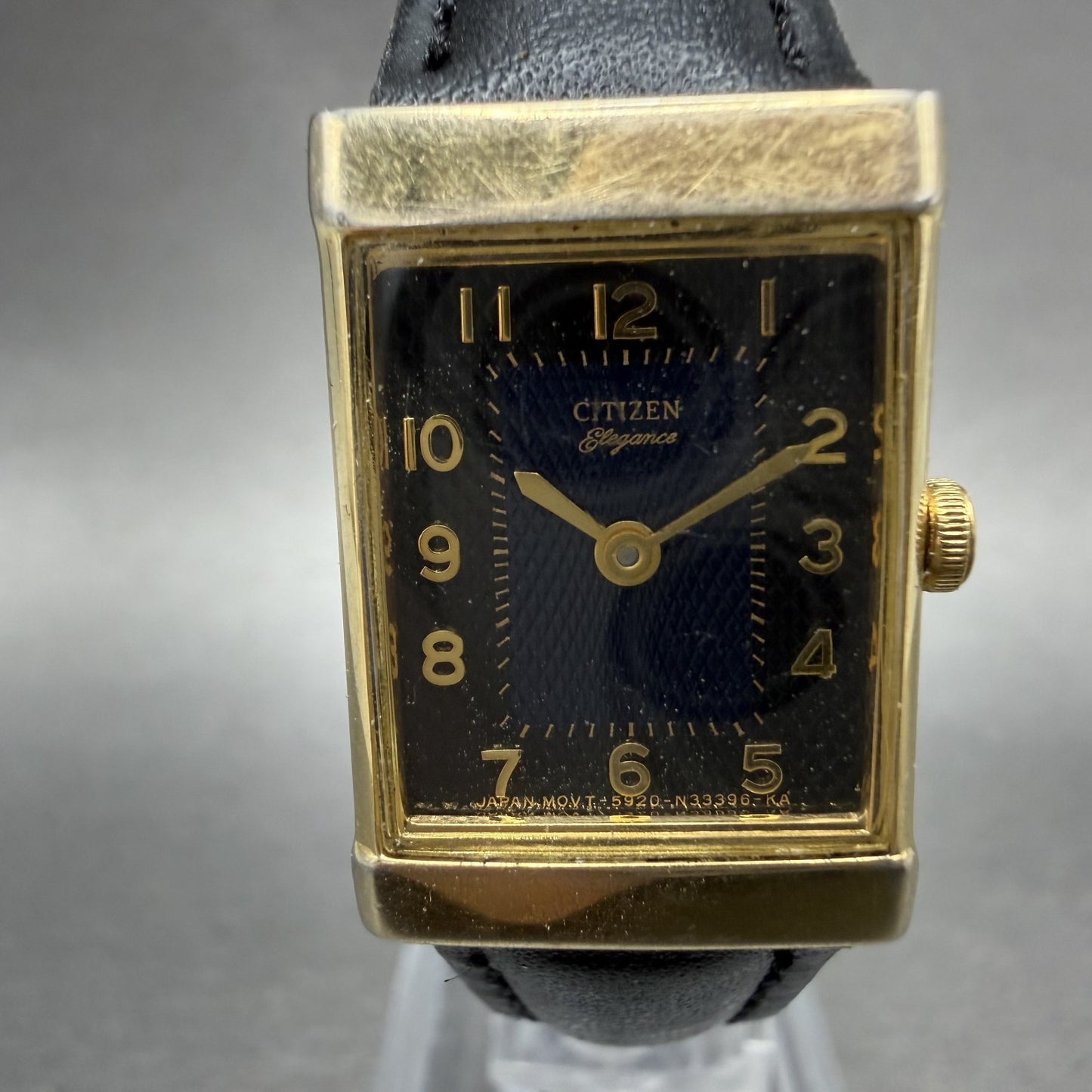 Citizen Elegance Tank Watch Women 18mm Blue Dial Gold Tone Rectangle New battery1